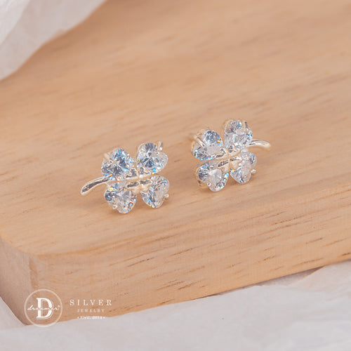 Bông Tai Cỏ 4 Lá Bạc 925 Đính Đá 3197BTH - Lucky Clover Earrings