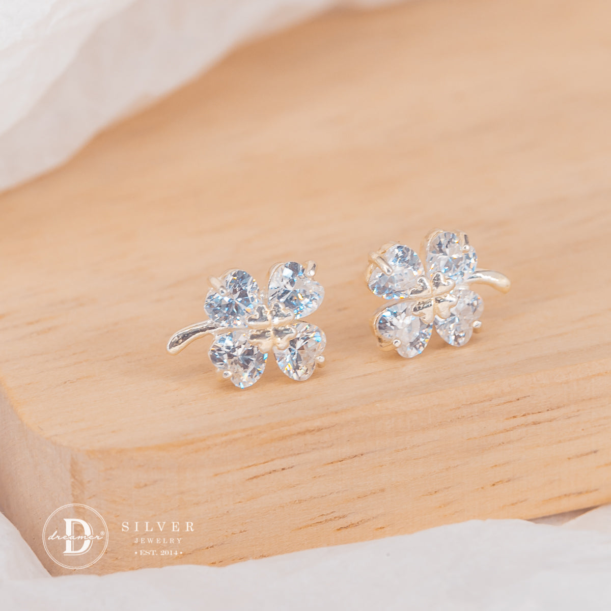 Bông Tai Cỏ 4 Lá Bạc 925 Đính Đá 3197BTH - Lucky Clover Earrings