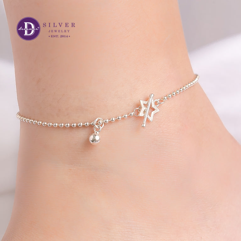 Sparkling Bow Silver Anklet Sterling Silver P548LCH