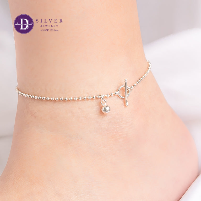 Lắc Chân Dây Bi Bạc 925 Khoá Gài Lạ Mắt - Beads Chain Silver Anklet Sterling Silver