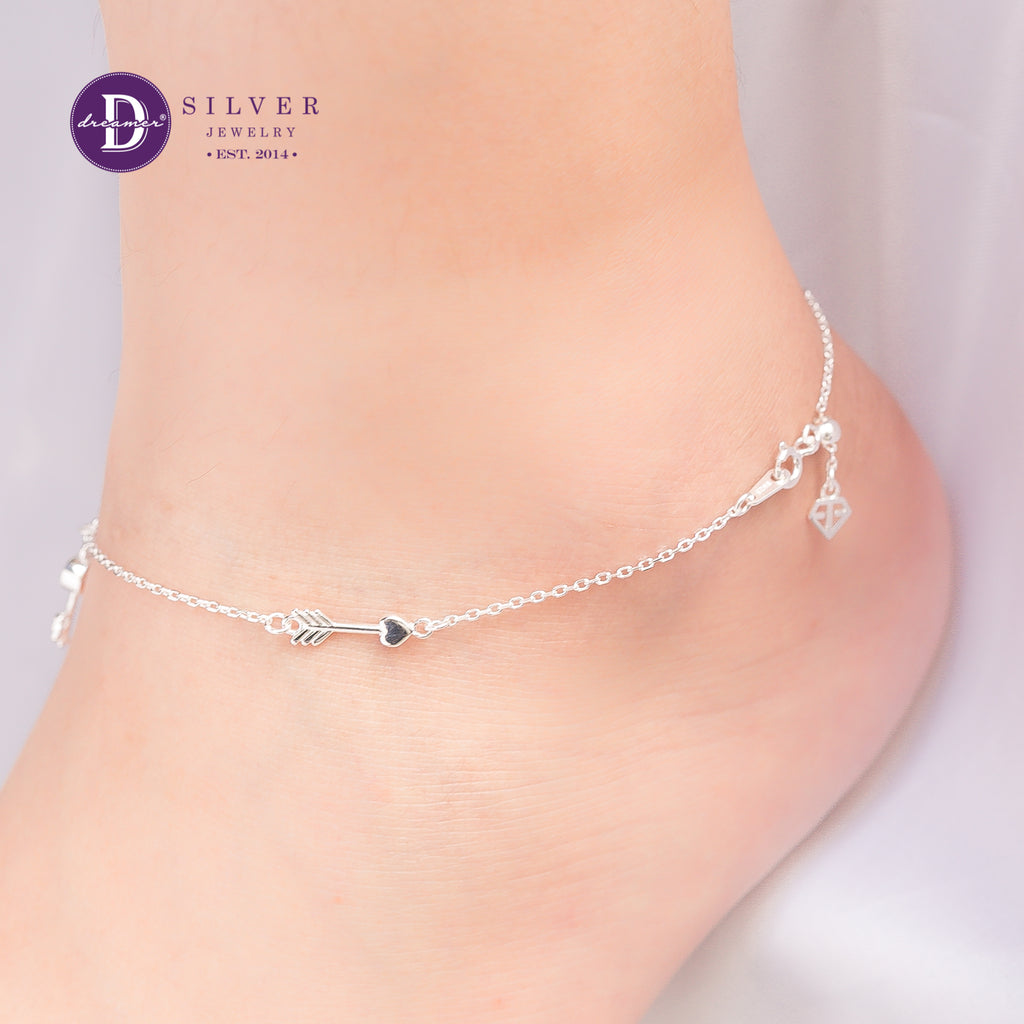 Sparkling Bow Silver Anklet Sterling Silver P548LCH