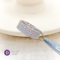 Nhẫn Bạc 950 3 Line Đá Moissanite 1.5li - Bản 6mm - Eternity Moissanite Diamond Silver Ring