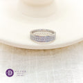 Nhẫn Bạc 950 2 Line Đá Moissanite 1.5li - Bản 4mm - Eternity Moissanite Diamond Silver Ring