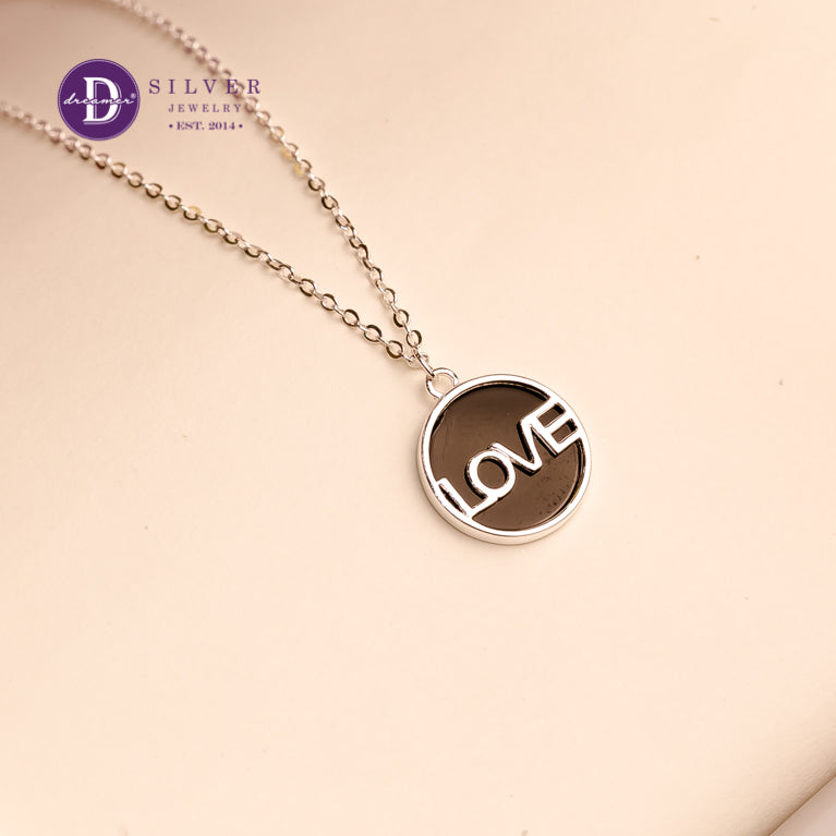 Dây Chuyền Chữ LOVE Bạc 925 - LOVE Circle Pendant Sterling Silver Necklace