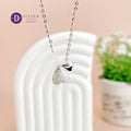 Dây Chuyện Bạc 925 Mặt Trái Tim Kép Đính Đá Pavé & Trơn Sáng