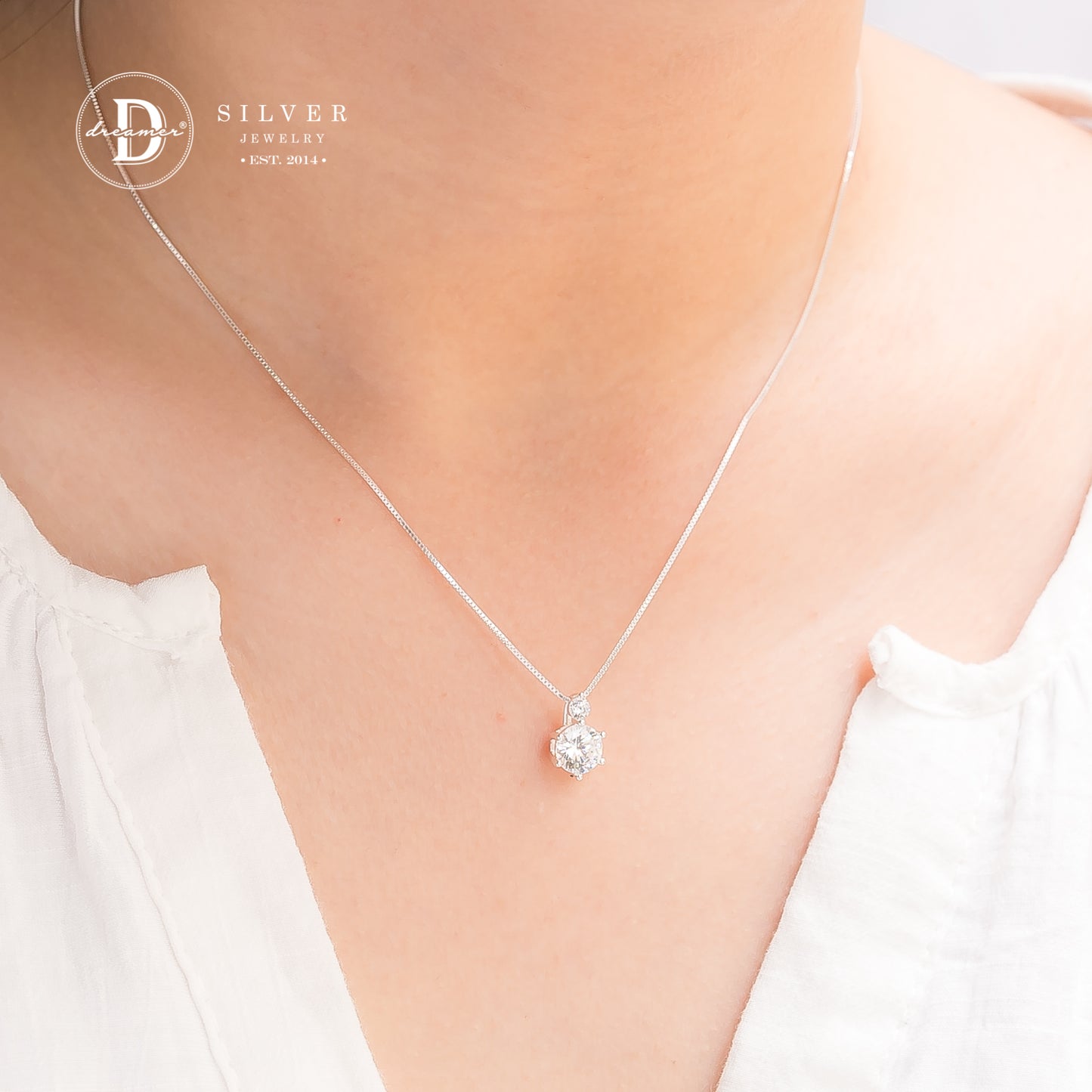 Dây Chuyền Mặt Đá Double CZ Stone - Sterling Silver 925 Necklace