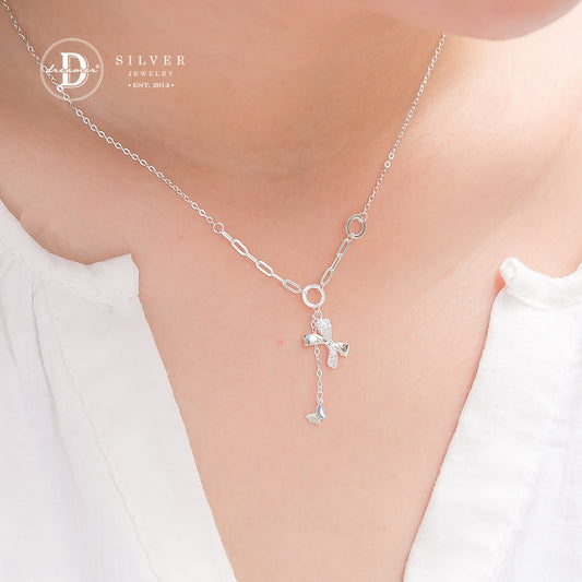 Dây Chuyền Bướm Nơ Đính Đá Bạc 925 - Butterfly Bow Necklace Sterling Silver 1228DCH
