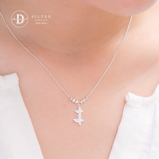 Dây Chuyền Bướm Đính Đá và Bi Bạc 925 - Butterfly Necklace Sterling Silver 1226DCH