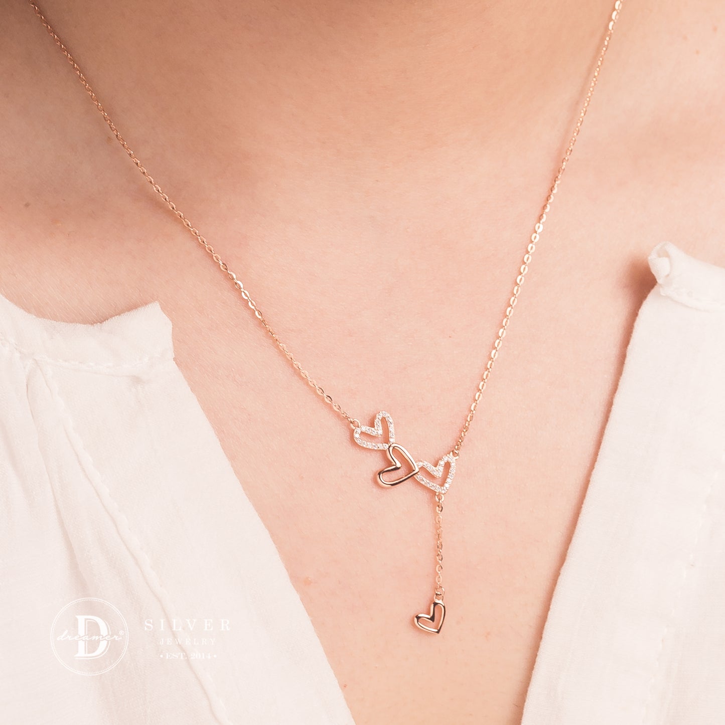 Dây Chuyền Trái Tim Rơi - 4 Flying Hearts Silver Necklace 1187DCH