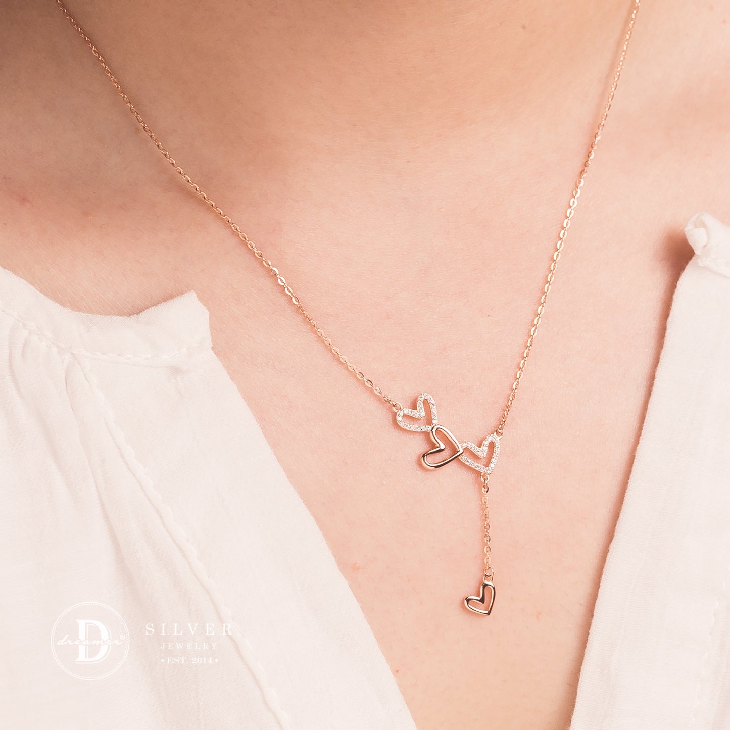 Dây Chuyền Trái Tim Rơi - 4 Flying Hearts Silver Necklace 1187DCH