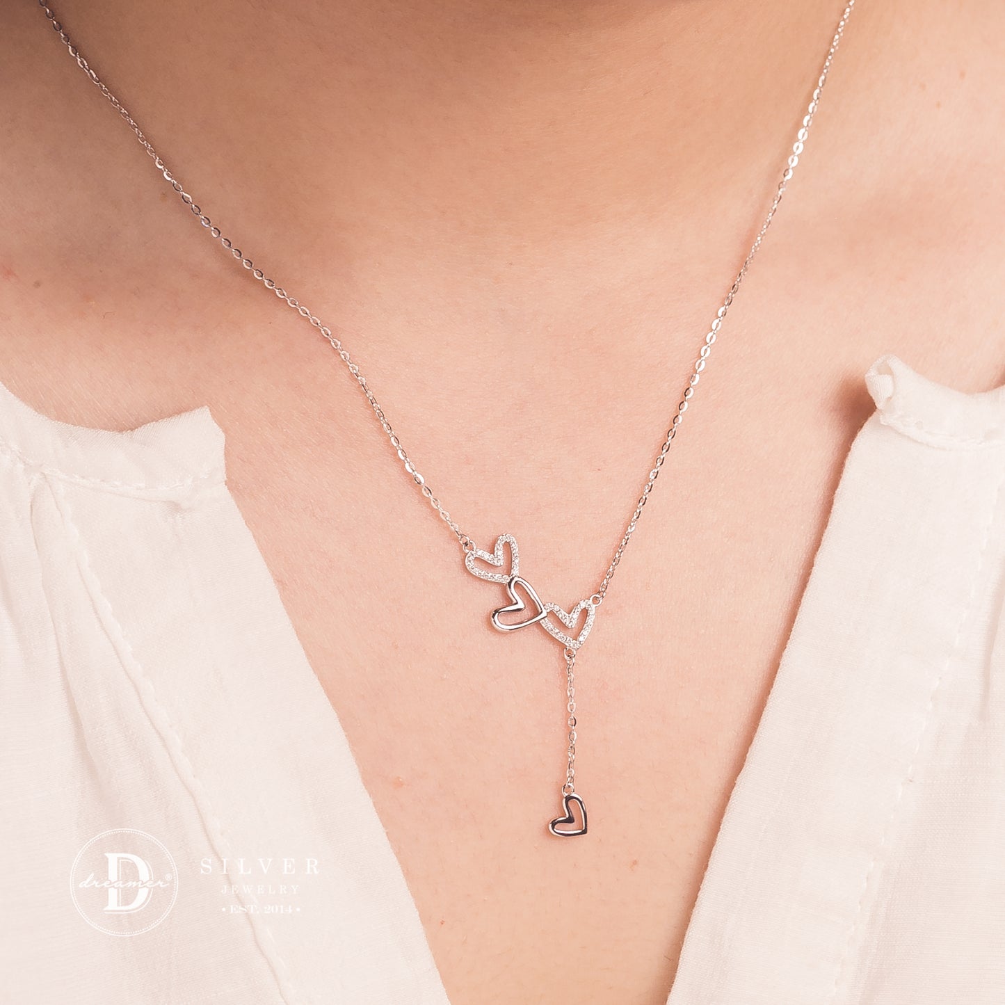 Dây Chuyền Trái Tim Rơi - 4 Flying Hearts Silver Necklace 1187DCH