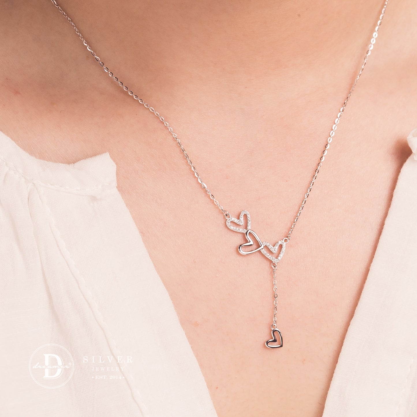 Dây Chuyền Trái Tim Rơi - 4 Flying Hearts Silver Necklace 1187DCH