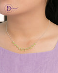 925 Silver Chain Necklace with Micro-Faceted Natural Peridot Accents