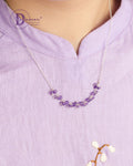 925 Silver Chain Necklace with Micro-Faceted Natural Amethyst Accents
