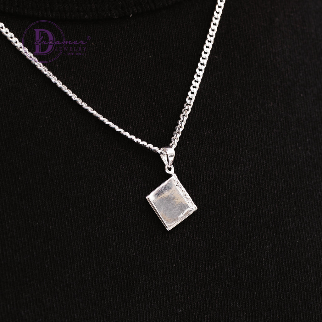 Mini Opening Storybook Locket Silver Pendant