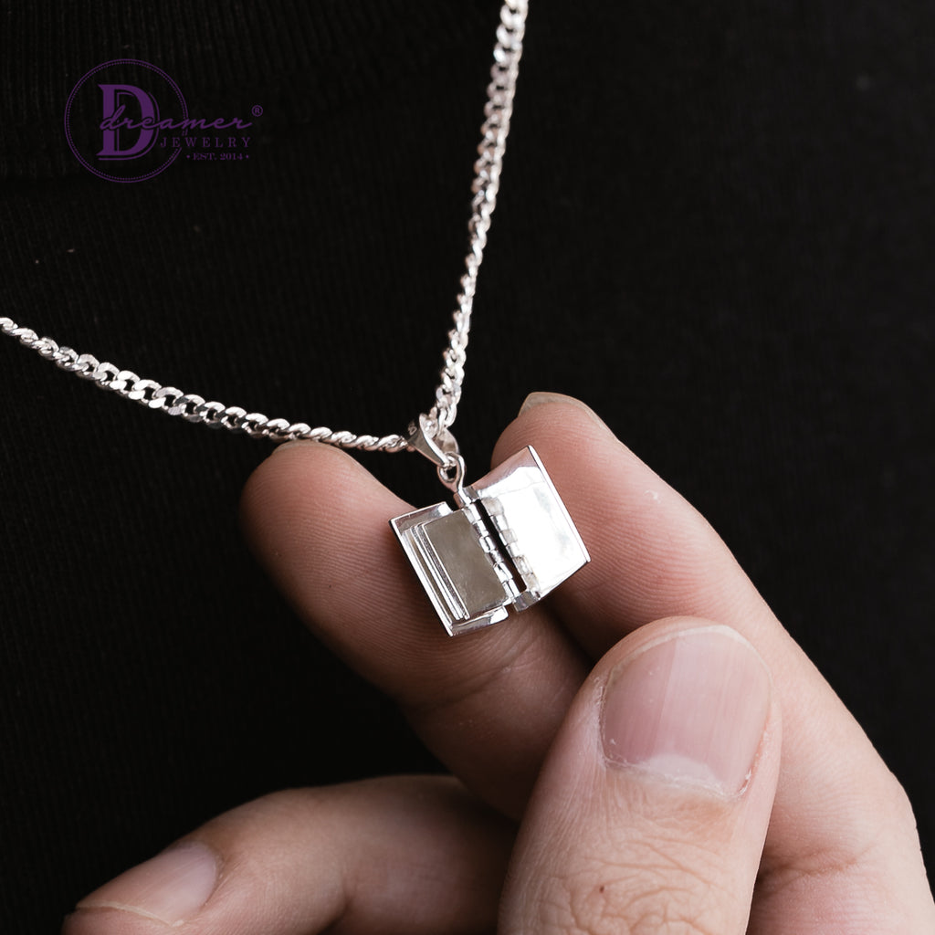 Mini Opening Storybook Locket Silver Pendant
