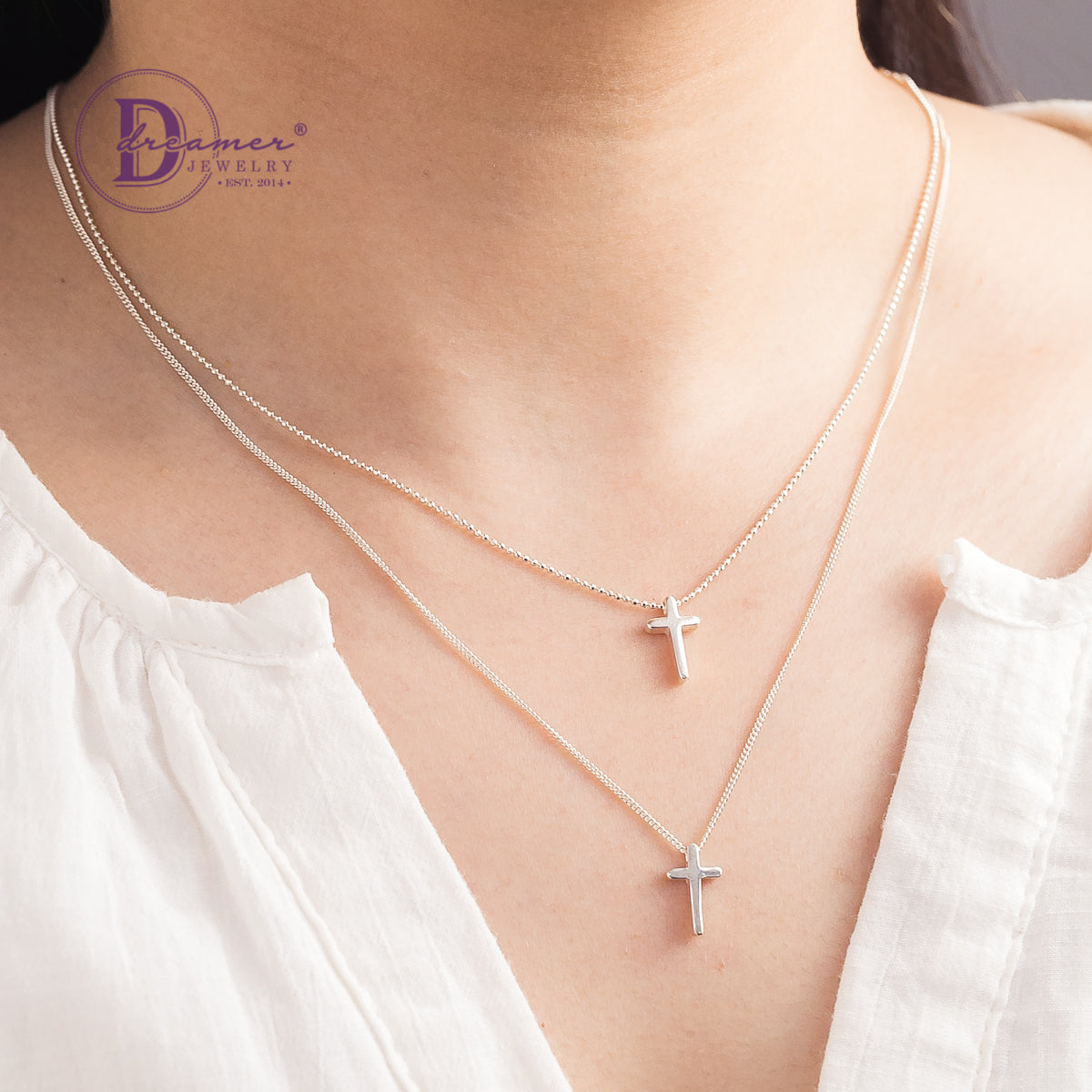 Dây Chuyền Thánh Giá Kiểu Dây Đôi - Layer Cross Necklaces - Sterling Silver 815DCT