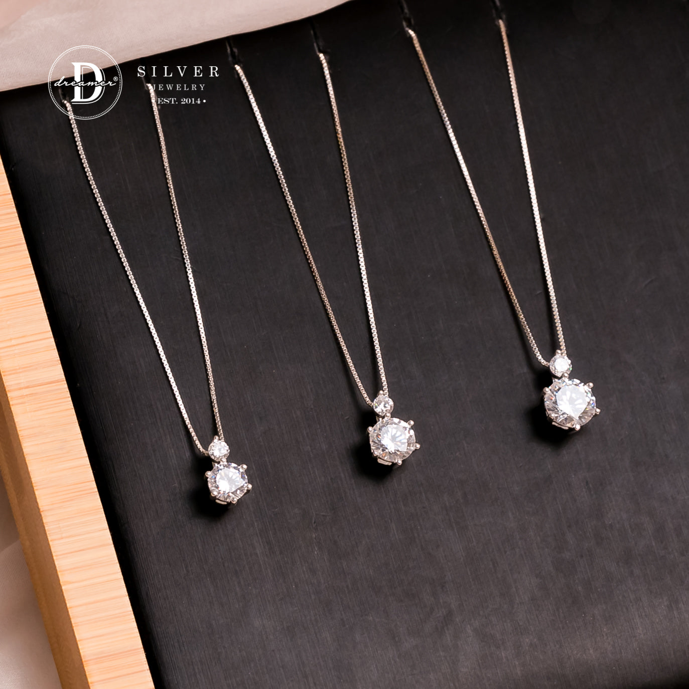 Dây Chuyền Mặt Đá Double CZ Stone - Sterling Silver 925 Necklace