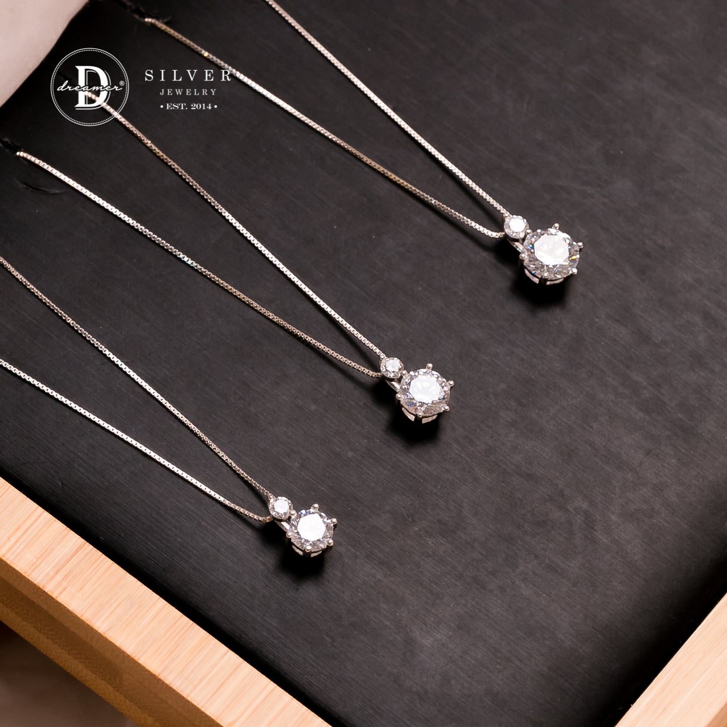 Dây Chuyền Mặt Đá Double CZ Stone - Sterling Silver 925 Necklace