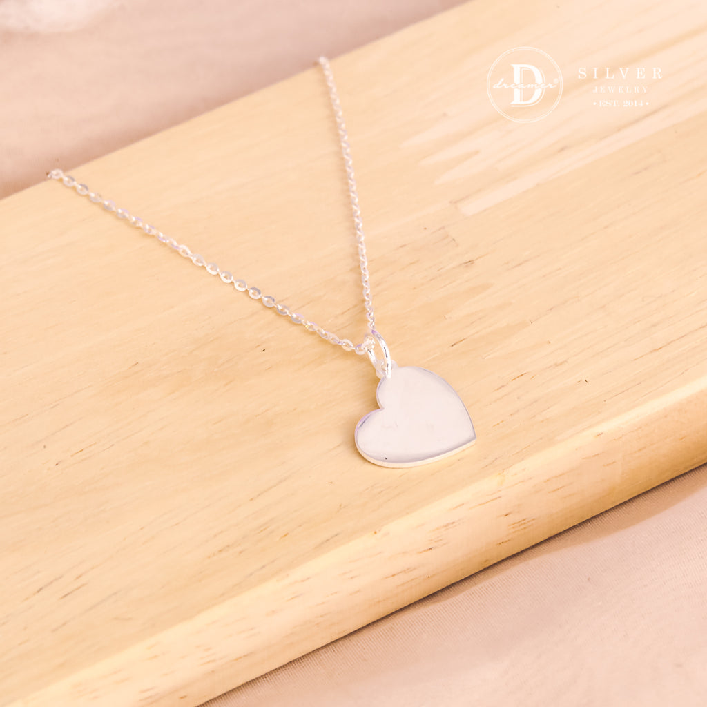 Dây Chuyền Trái Tim Trơn Khắc Chữ Theo Yêu Cầu