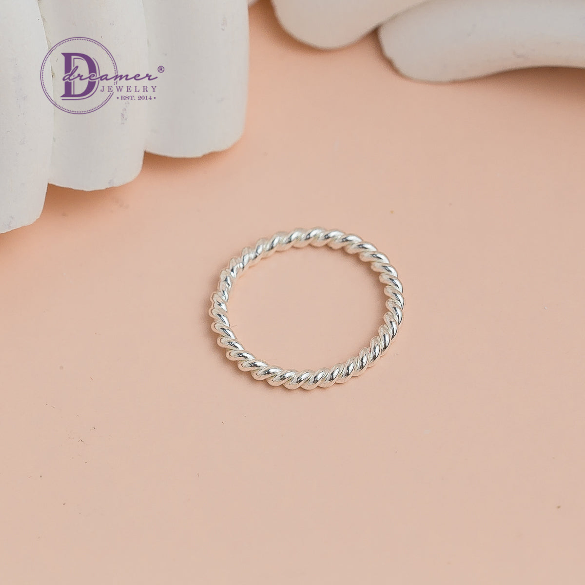 Handmade Minimal Twist Norah Sterling Silver Ring - 925 Sterling Silver Ring 3 Thick Twist 1002NT