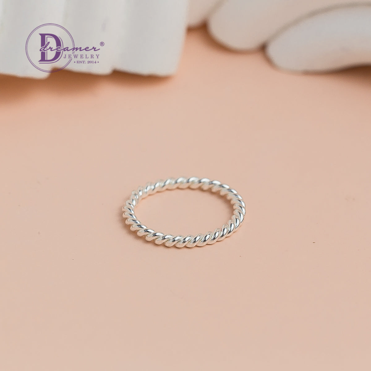 Handmade Minimal Twist Norah Sterling Silver Ring - 925 Sterling Silver Ring 3 Thick Twist 1002NT
