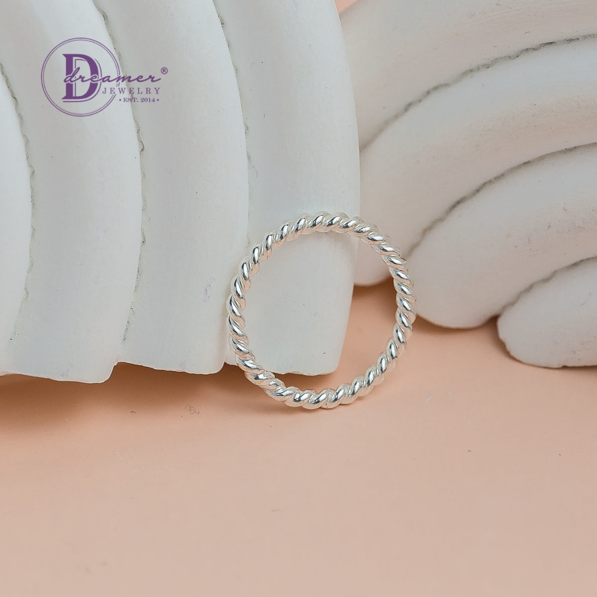 Handmade Minimal Twist Norah Sterling Silver Ring - 925 Sterling Silver Ring 3 Thick Twist 1002NT