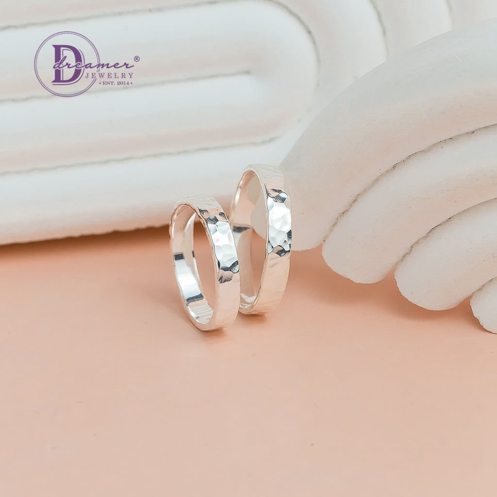 Nhẫn Bạc Vân Búa Đập Thủ Công Nhiều Bản Dày – Nhẫn Unisex Tối Giản