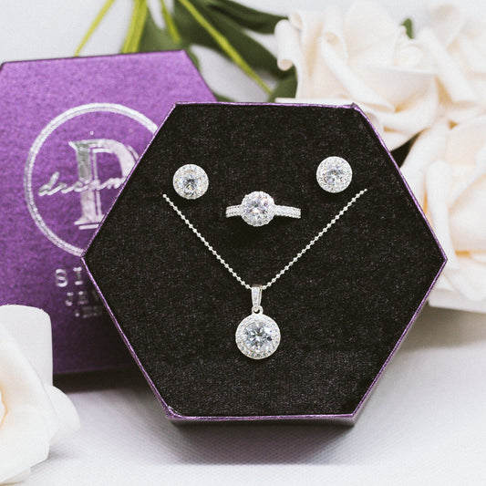 [Women's Day Gift] Bộ Trang Sức Bạc Cao Cấp 925 - Quà 20.10 - Bộ Diamond Button Lớn