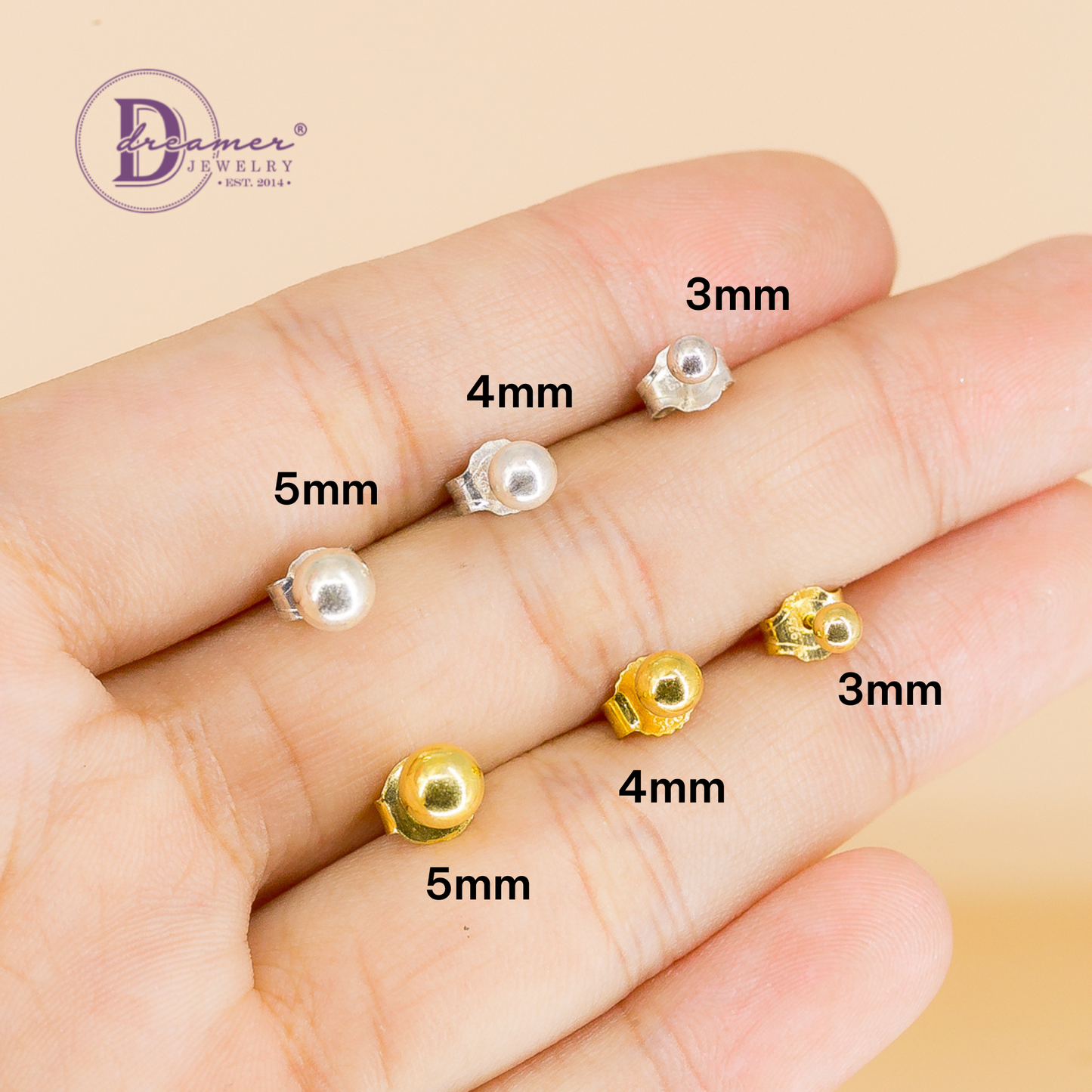 Bông Tai Bi Bạc Đủ Size (2 Màu) Bạc 925 - Yellow Gold & Silver Minimal Dot Earrings 153BTT