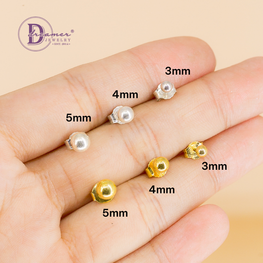 Bông Tai Bi Bạc Đủ Size (2 Màu) Bạc 925 - Yellow Gold & Silver Minimal Dot Earrings 153BTT