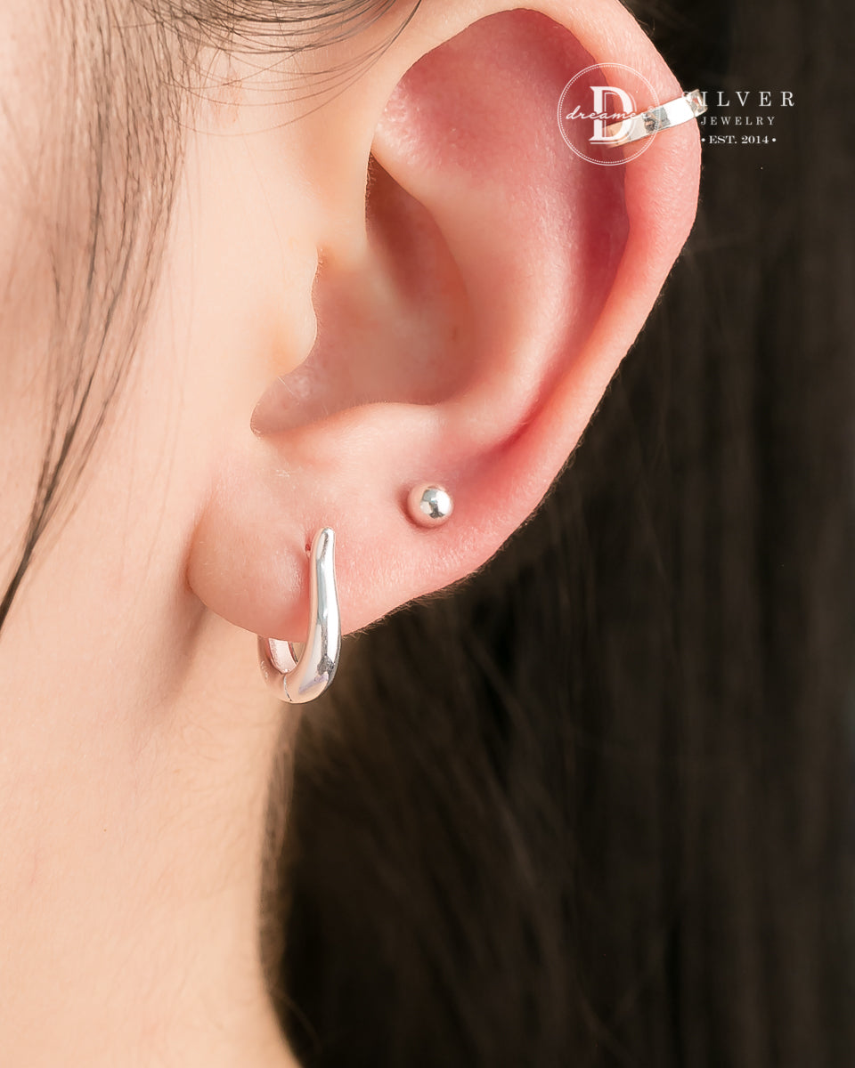 Bông Tai Khoen Dày U Oval - Minimal Balloon Oval Silver Hoops 3246BTK