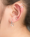 Bông Tai Khoen Oval Dợn Sóng 18mm - Minimal Wave Oval Silver Hoops 3245BTK