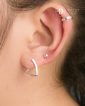 Bông Tai Khoen Vuông Chéo Cạnh (2 Màu) - Minimal Square Twist Silver Hoops 3248BTK