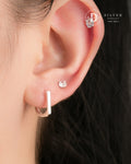Bông Tai Khoen Chữ D Đơn Giản - Minimal D Shape Silver Hoops 3250BTK