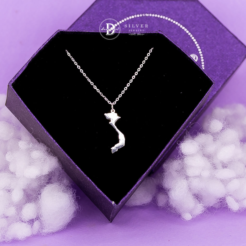 Vietnam Map S-Shape 925 Sterling Silver Necklace