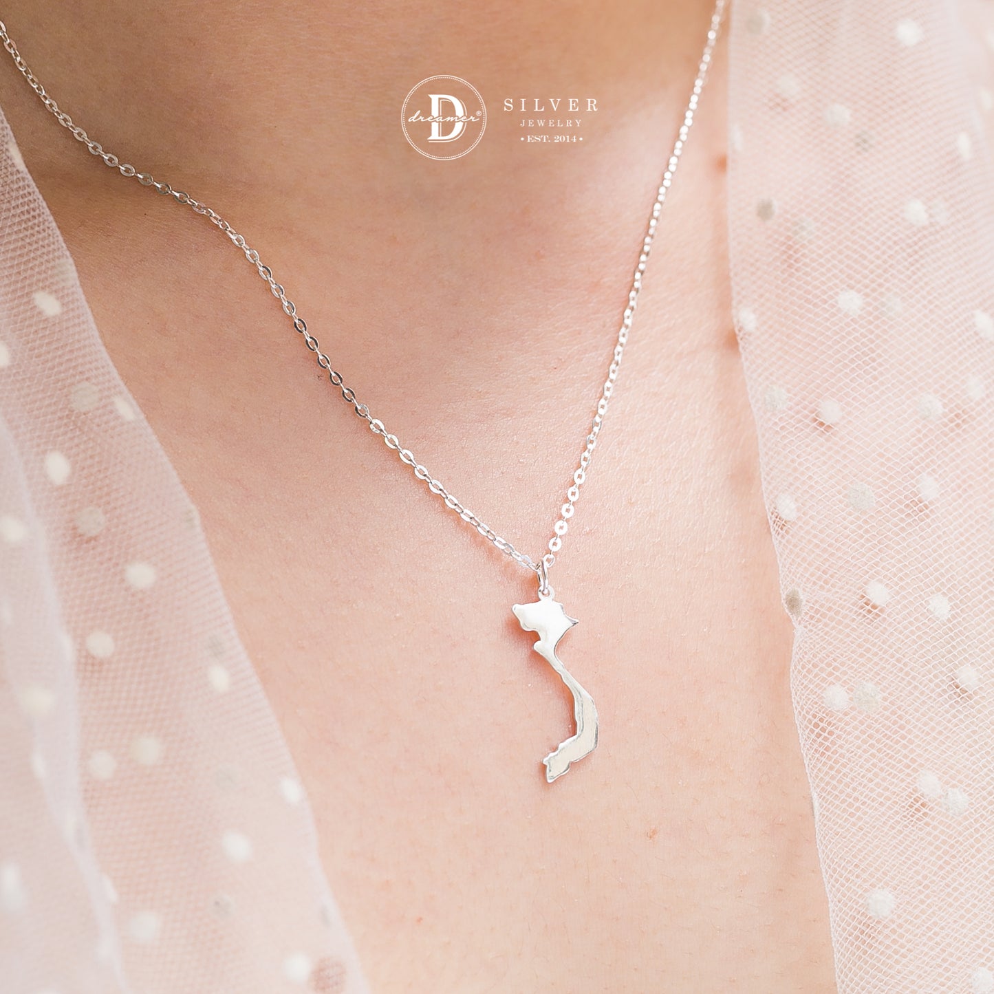 Vietnam Map Jewelry - Sterling Silver - Necklace Pendant - Bracelet