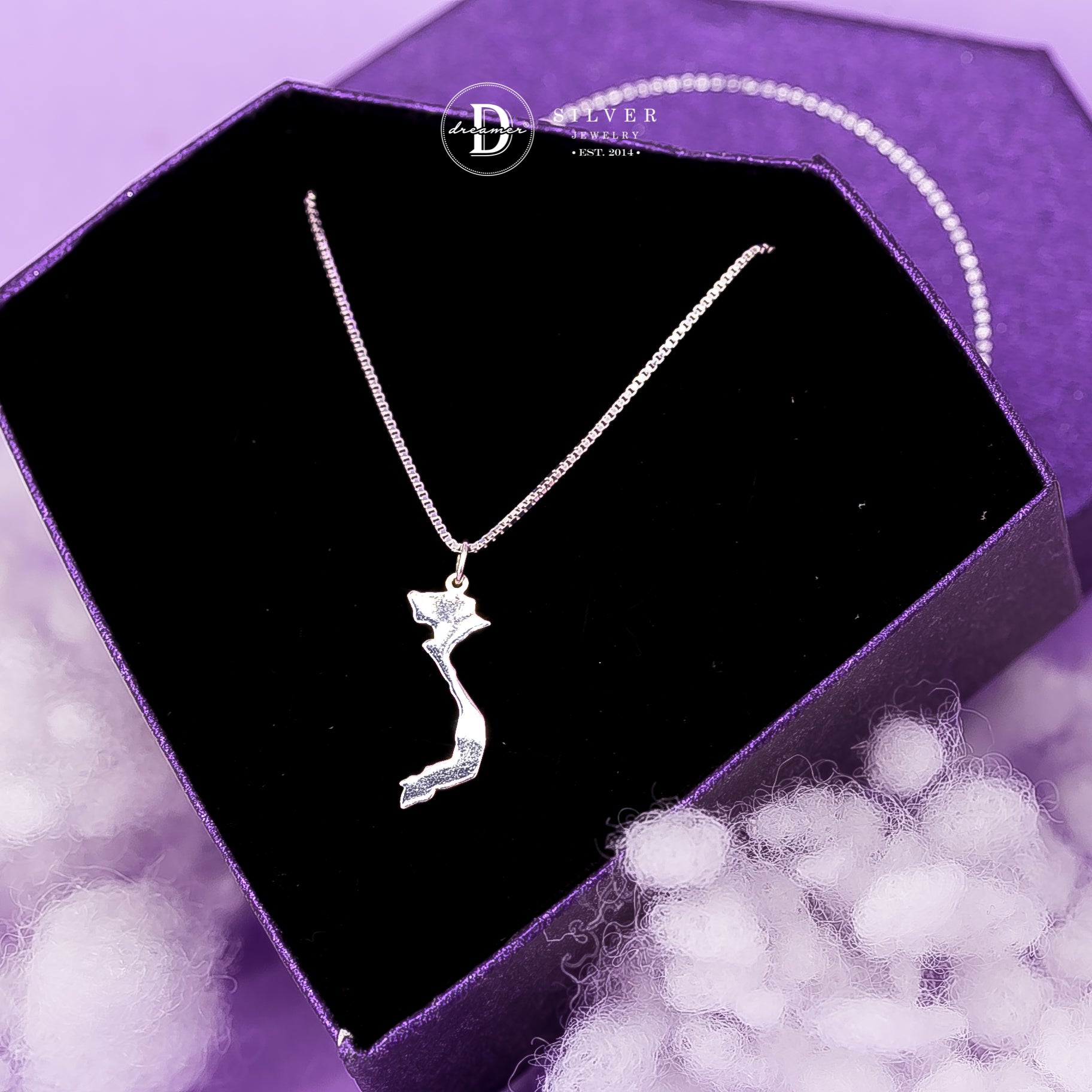 Vietnam Map S-Shape 925 Sterling Silver Necklace